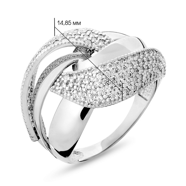 Кольцо из белого золота с фианитами (арт. 140504б) – изображение 2
