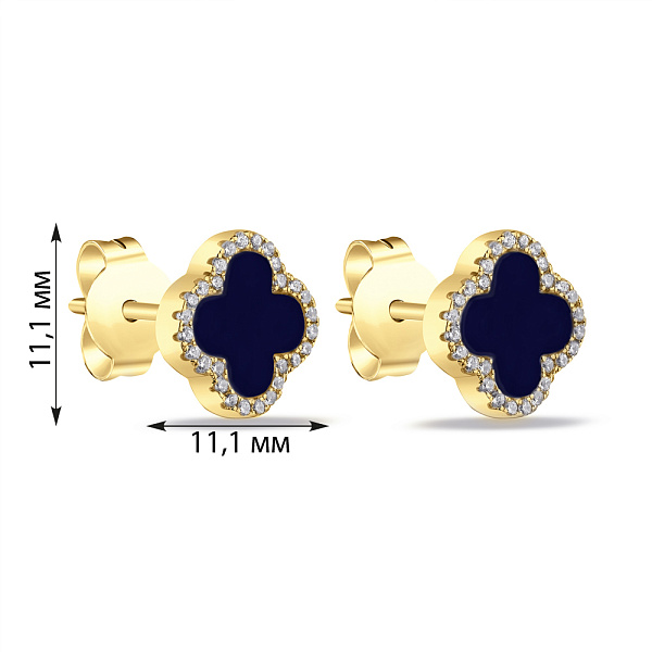 Срібні пусети з родіюванням і з оніксом (арт. 7518/5497/10жос) – зображення 2