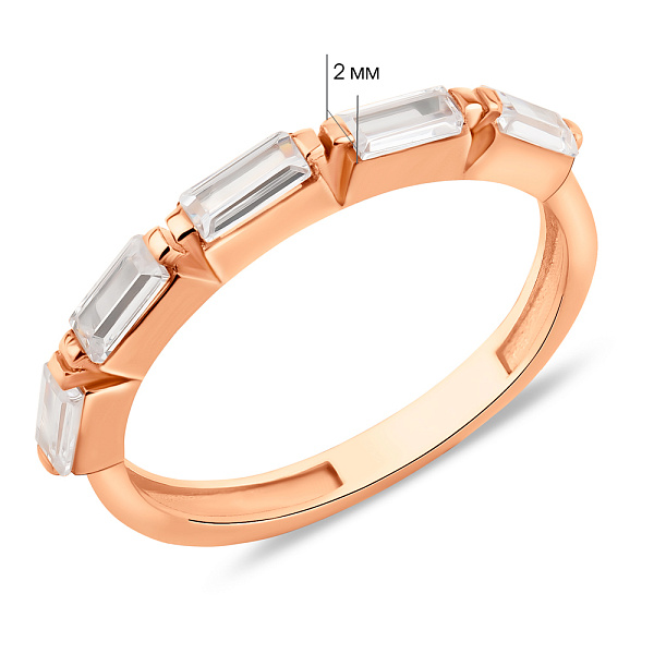 Тонкое кольцо из красного золота с фианитами (арт. 155575) – изображение 3