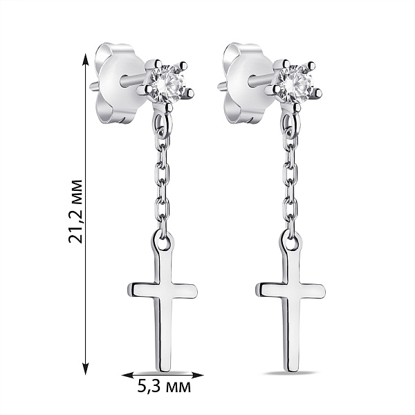 Серебряные серьги Крестики с фианитами (арт. 7518/7053) – изображение 2