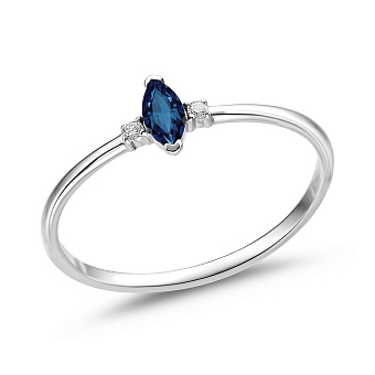 Кольцо из белого золота с сапфиром и бриллиантами (арт. К011357бс)