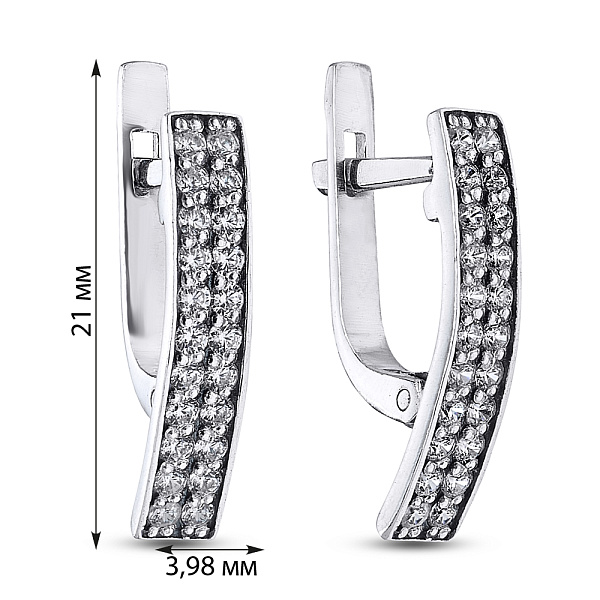 Серебряные серьги с фианитами (арт. 7902/5752/1-ч) – изображение 2