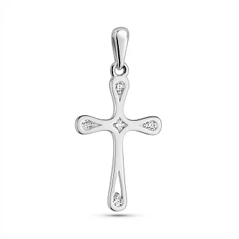 Крестик из белого золота с бриллиантами (арт. П011436005б)