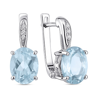 Срібні сережки з топазом і фіанітами (арт. 7502/2171645Пг)