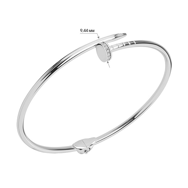 Браслет з білого золота «Цвях» з фіанітами (арт. 324145б) – зображення 2