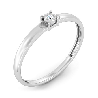 Фото Каблучка з білого золота з діамантом (арт. К011738б)