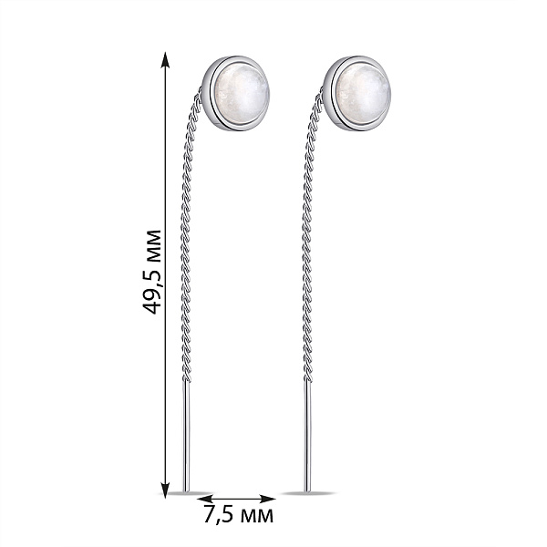 Серебряные серьги-протяжки с лунным камнем (арт. 7502/9746міс) – изображение 2