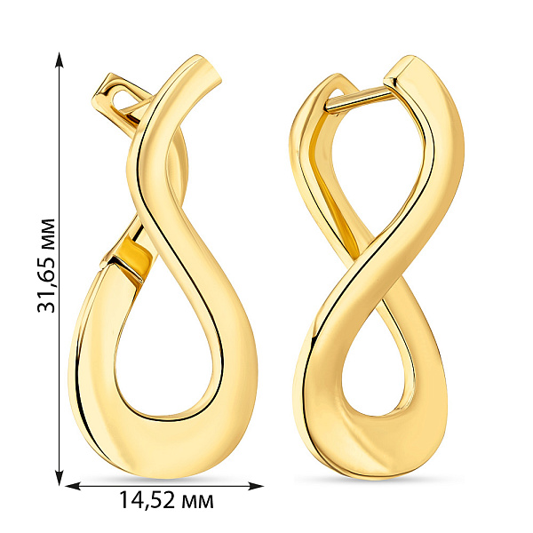 Золоті сережки в жовтому кольорі металу без каміння (арт. 108524ж) – зображення 2