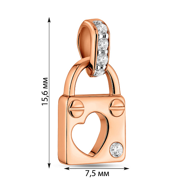 Кулон з червоного золота Замочок з фіанітами (арт. 440644) – зображення 2