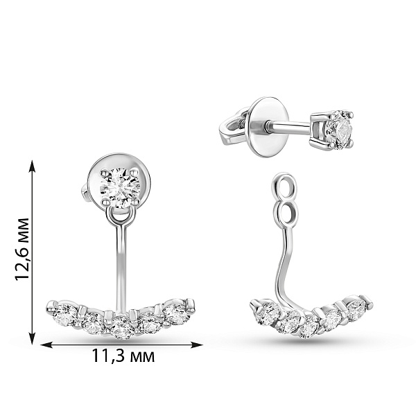 Сережки-джекети з білого золота з діамантами (арт. Т011267050б) – зображення 4