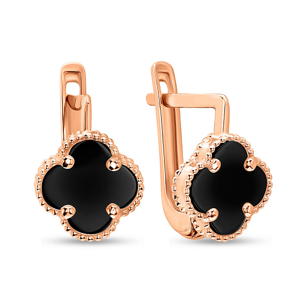 Золоті сережки з оніксом (арт. 106088/9о) – зображення 1