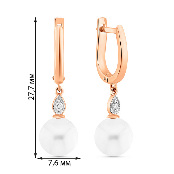 Золоті сережки-підвіски з перлами (арт. 2105855101) – зображення 4