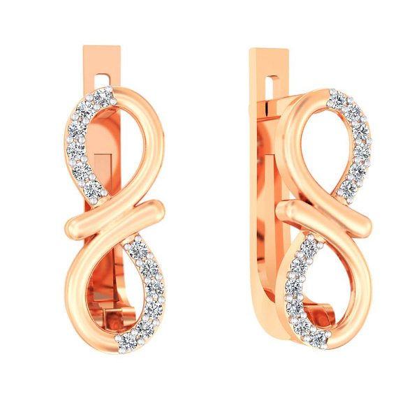 Серьги "Бесконечность" из красного золота с фианитами (арт. 111167) – изображение 1