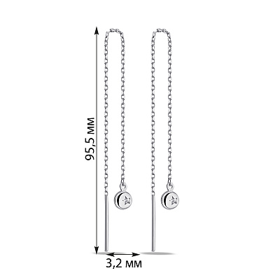 Срібні сережки-протяжки з фіанітами (арт. 7502/4988)
