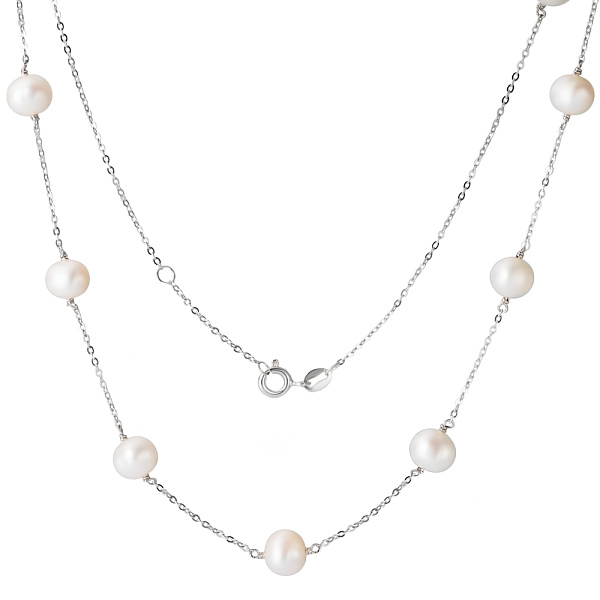 Серебряное колье с жемчугом (арт. 7507/1051жб) – изображение 2