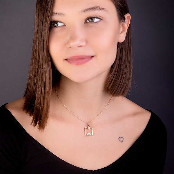 Кулон из красного золота с фианитами (арт. 424711) – изображение 3