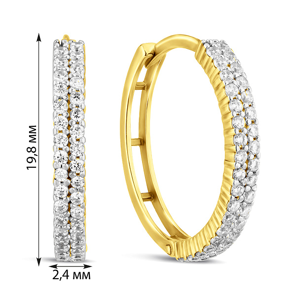 Золоті сережки-кільця з фіанітами (арт. 110252ж) – зображення 4