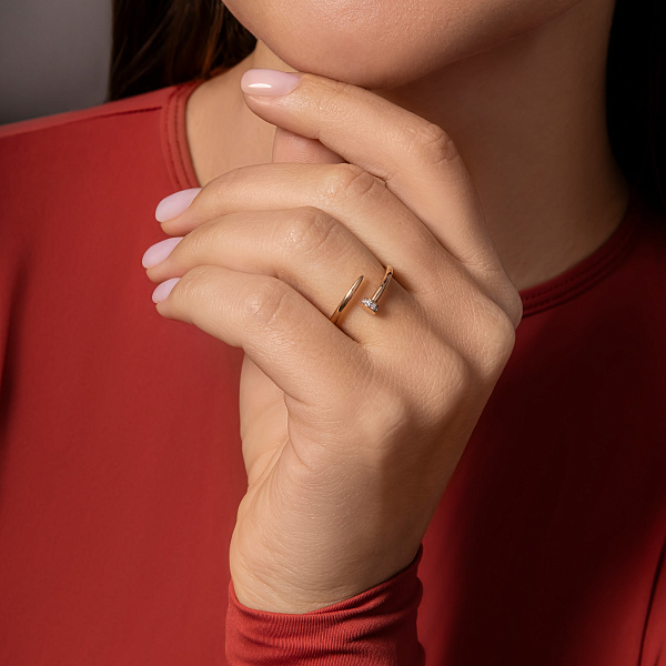 Каблучка з золота Цвях з фіанітами (арт. 141175) – зображення 3