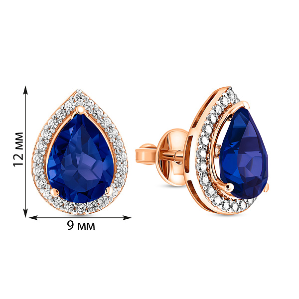 Серьги из красного золота с кварцем и фианитами (арт. 111249Пкс) – изображение 3