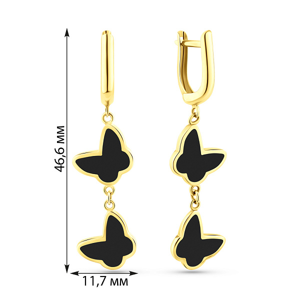 Серьги-подвески Бабочки из желтого золота (арт. 104983ж) – изображение 2