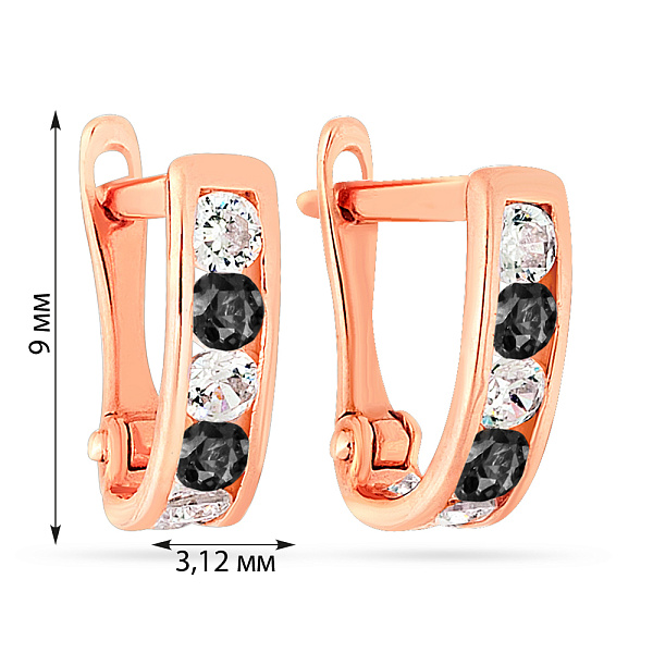 Детские золотые серьги с черными фианитами (арт. 110144ч) – изображение 2