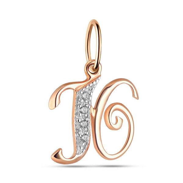 Золотий кулон Літера Ю з фіанітами (арт. 440295) – зображення 1