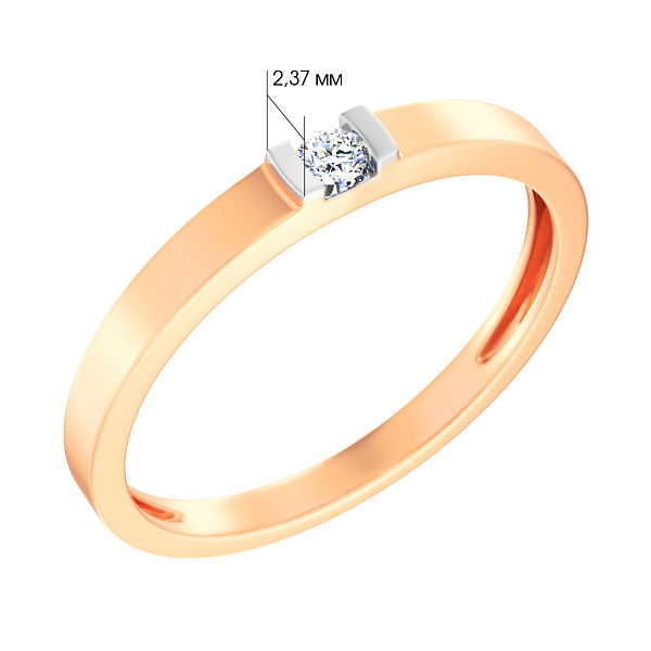 Каблучка з червоного золота з діамантом (арт. К011092010) – зображення 2