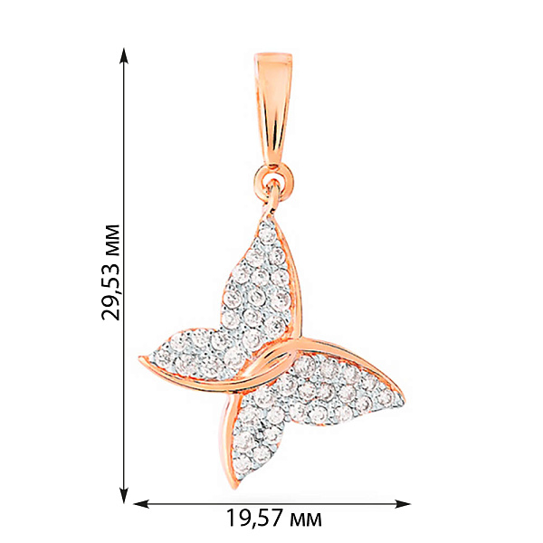 Золота підвіска Метелик з фіанітами (арт. 440336) – зображення 2