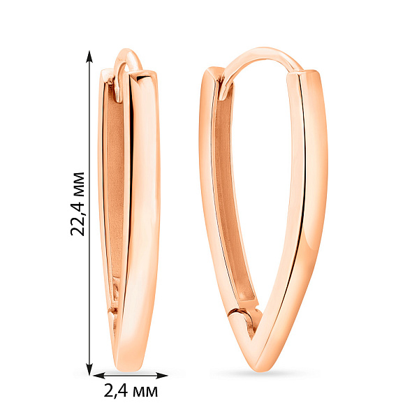 Серьги из красного золота без вставок  (арт. 109114) – изображение 2