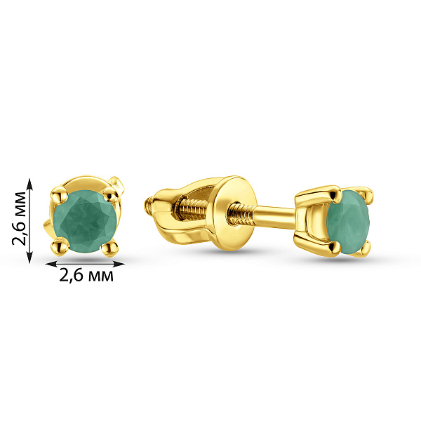 Золоті пусети зі смарагдом (арт. Т011089жи) – зображення 5