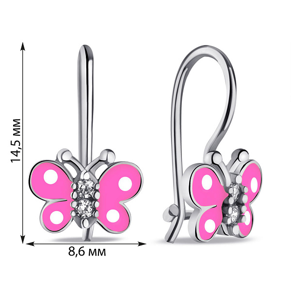 Серебряные детские серьги Бабочка с фианитами (арт. 7502/9747ебр) – изображение 2