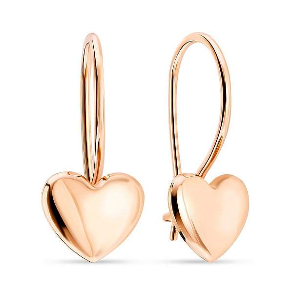 Сережки «Сердечки» из красного золота (арт. 106552) – изображение 1