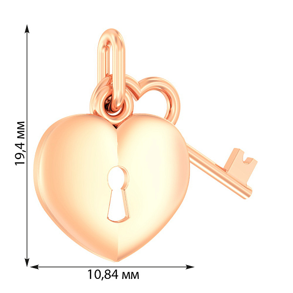 Золотая подвеска Ключ от сердца (арт. 440462) – изображение 2