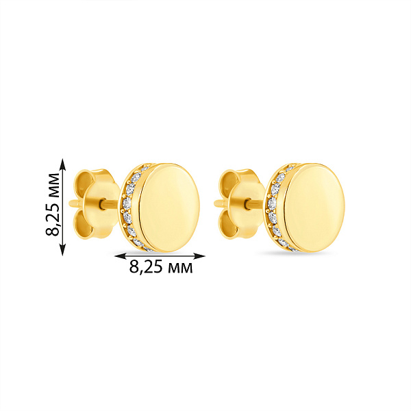 Пусеты из желтого золота с фианитами (арт. 104810ж) – изображение 2