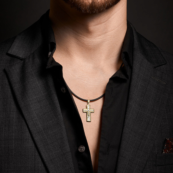 Нательный крестик из желтого и белого золота (арт. 501098ж) – изображение 2