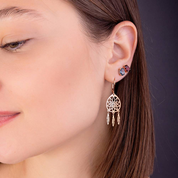 Серьги-пусеты из золота с топазом (арт. 111232Пл) – изображение 5