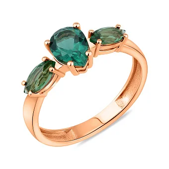 Золота каблучка з зеленим кварцом (арт. 141363Пз)