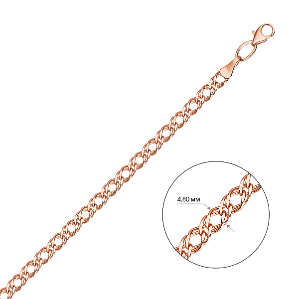 Золотой цепочный  браслет на руку плетения Двойной Ромб (арт. 313103) – изображение 2