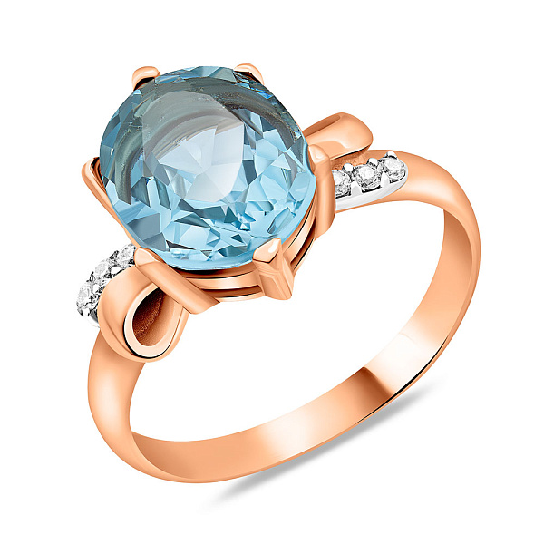 Золота каблучка з топазом і фіанітами (арт. 153275т) – зображення 1