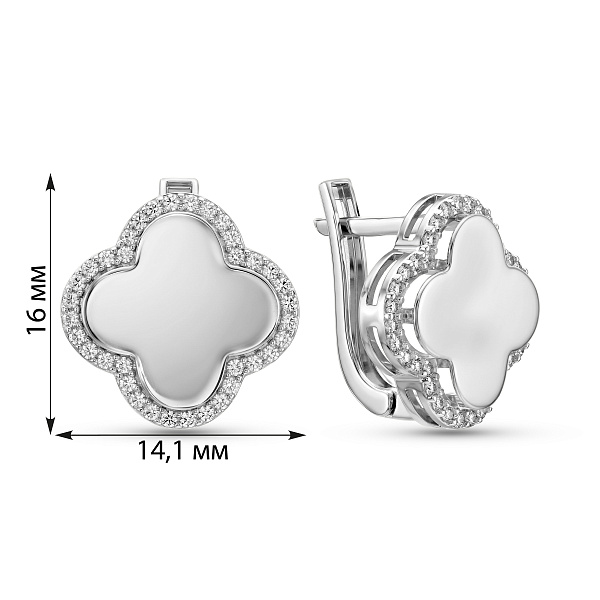 Серьги Клевер из белого золота (арт. 105600/15б) – изображение 2