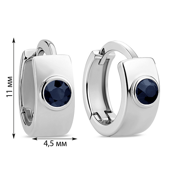 Сережки-кільця з білого золота з сапфіром (арт. С011769бс) – зображення 2