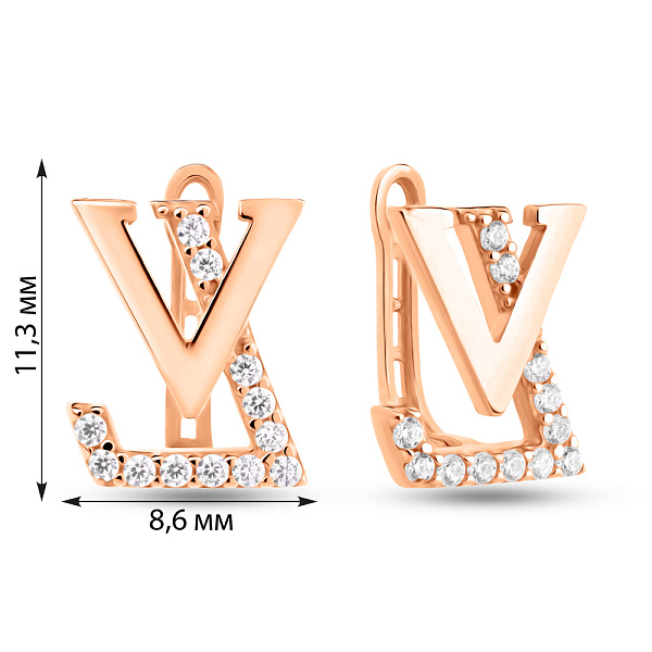 Золоті сережки з фіанітами (арт. 1091350) – зображення 2