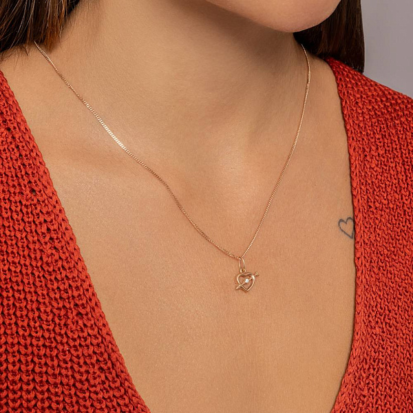 Золотой кулон Сердце с фианитом (арт. 421298) – изображение 2