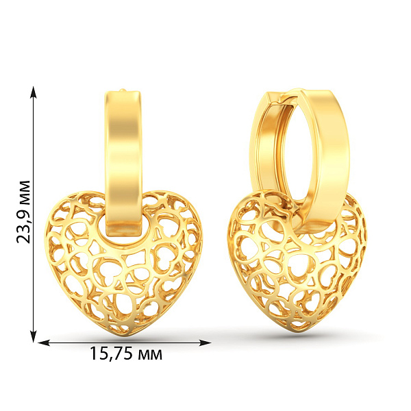 Золоті сережки Сердечка (арт. 1101026ж) – зображення 3