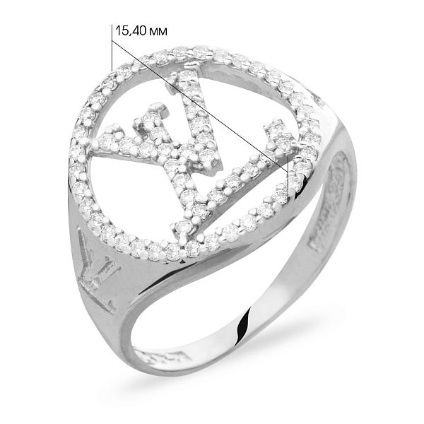 Золота каблучка з фіанітами (арт. 140490б) – зображення 2