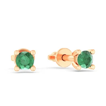 Золотые серьги-пусеты с изумрудом (арт. Т011089и)