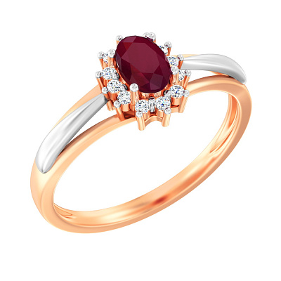 Золотое кольцо с рубином и бриллиантами (арт. К011157р)