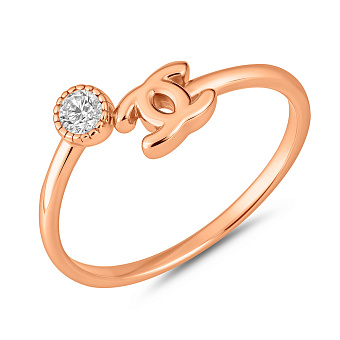 Золотое незамкнутое кольцо с фианитом (арт. 140048)