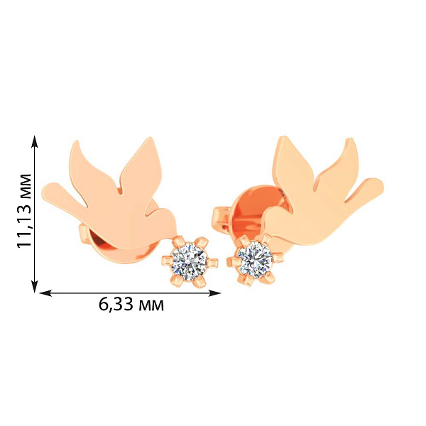 Золоті сережки-пусети з фіанітами (арт. 110847) – зображення 3