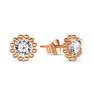 Фото Сережки-пусети з червоного золота з фіанітами (арт. 109702)